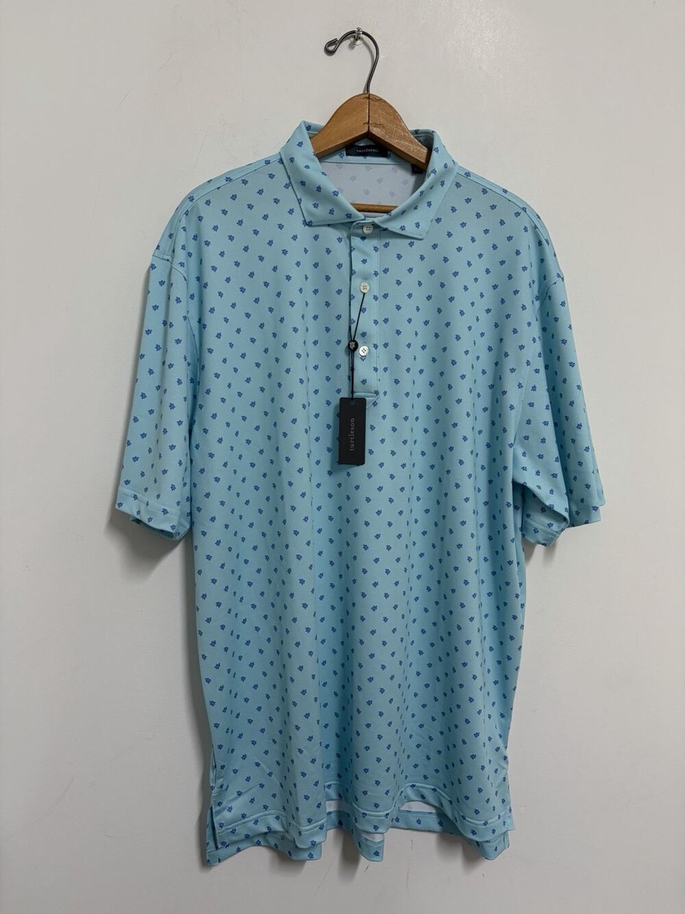 NWT Turtleson Men’s Painted Turtle Pique Polo Marine/Wave Blue Size XL